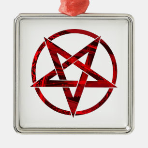 Rode Duivel Pentagram Metalen Ornament