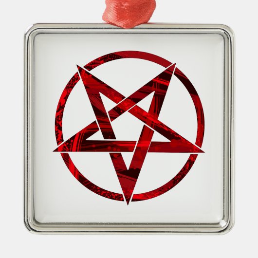 Rode Duivel Pentagram Metalen Ornament (Voorkant)