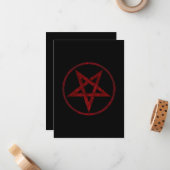 Rode Duivel Pentagram Notitiekaartje (Voorkant / Achterkant in situ)