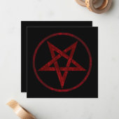 Rode Duivel Pentagram Notitiekaartje (Voorkant / Achterkant in situ)