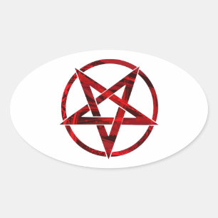Rode Duivel Pentagram Ovale Sticker