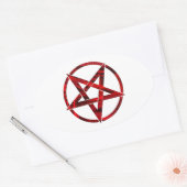 Rode Duivel Pentagram Ovale Sticker (Envelop)