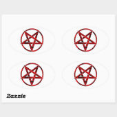 Rode Duivel Pentagram Ovale Sticker (Vel)