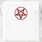 Rode Duivel Pentagram Ovale Sticker (Tas)