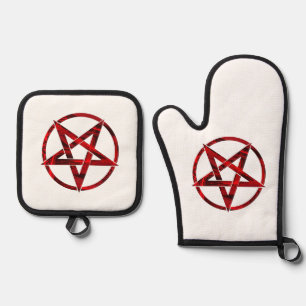 Rode Duivel Pentagram Ovenwant & Pannenlap Set