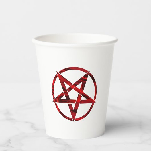 Rode Duivel Pentagram Papieren Bekers (Voorkant)