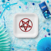 Rode Duivel Pentagram Papieren Bordje (Feest)