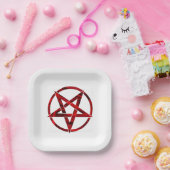 Rode Duivel Pentagram Papieren Bordje (Feest)