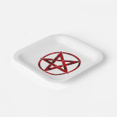 Rode Duivel Pentagram Papieren Bordje (Gebogen)
