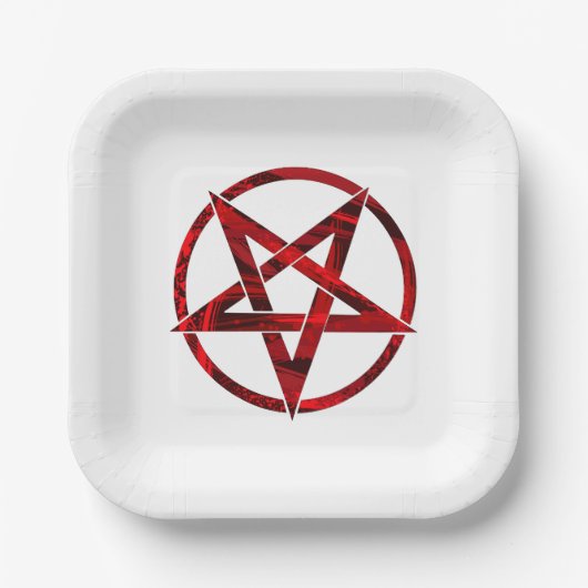 Rode Duivel Pentagram Papieren Bordje (Voorkant)