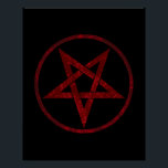 Rode Duivel Pentagram Perfect Poster<br><div class="desc">Rood, omgekeerd, gestructureerd pentagram in cirkel, op zwarte achtergrond. Occult symbool. 666</div>