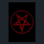 Rode Duivel Pentagram Perfect Poster<br><div class="desc">Rode, omgekeerde, gestructureerde pentagram in cirkel, op zwarte achtergrond. Occulte symbool. 666</div>