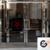 Rode Duivel Pentagram Raamsticker (Kantoordeur)