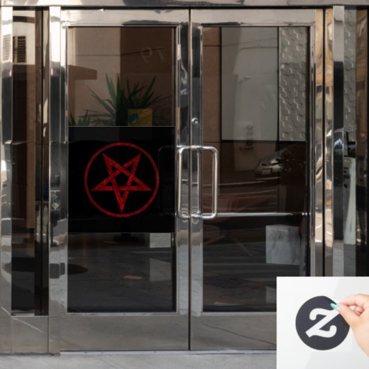 Rode Duivel Pentagram Raamsticker (Kantoordeur)