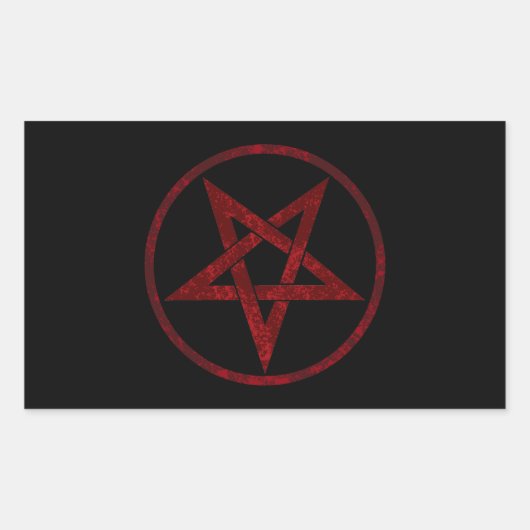 Rode Duivel Pentagram Rechthoekige Sticker (Voorkant)