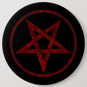 Rode Duivel Pentagram Ronde Button 6,0 Cm