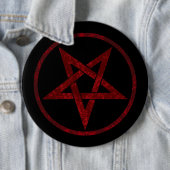 Rode Duivel Pentagram Ronde Button 6,0 Cm (In situ)
