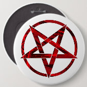 Rode Duivel Pentagram Ronde Button 6,0 Cm (Voorkant /achterkant)