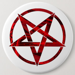 Rode Duivel Pentagram Ronde Button 6,0 Cm