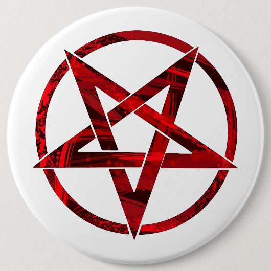 Rode Duivel Pentagram Ronde Button 6,0 Cm (Voorkant)