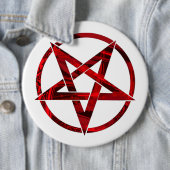 Rode Duivel Pentagram Ronde Button 6,0 Cm (In situ)
