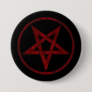 Rode Duivel Pentagram Ronde Button 7,6 Cm