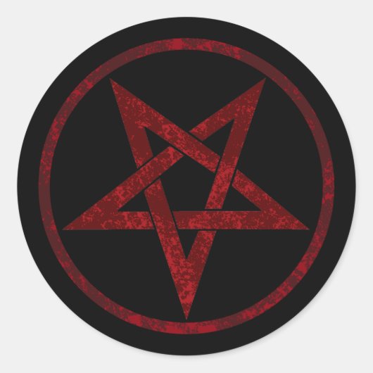 Rode Duivel Pentagram Ronde Sticker (Voorkant)