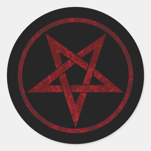 Rode Duivel Pentagram Ronde Sticker (Voorkant)