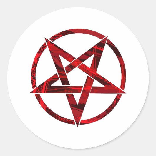 Rode Duivel Pentagram Ronde Sticker (Voorkant)