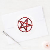 Rode Duivel Pentagram Ronde Sticker (Envelop)