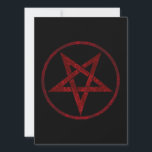 Rode Duivel Pentagram Save The Date<br><div class="desc">Rode,  omgekeerde,  gestructureerde pentagram in cirkel,  op zwarte achtergrond. Occulte symbool. 666</div>