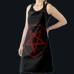 Rode Duivel Pentagram Schort<br><div class="desc">Rode,  omgekeerde,  gestructureerde pentagram in cirkel,  op zwarte achtergrond. Occulte symbool. 666</div>