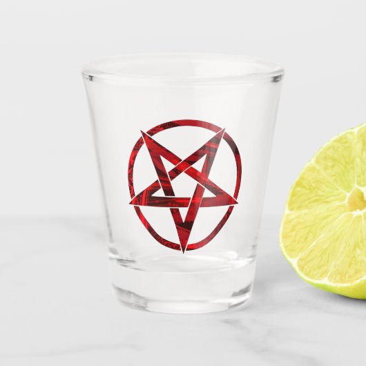 Rode Duivel Pentagram Shot Glas (Voorkant)