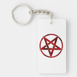 Rode Duivel Pentagram Sleutelhanger