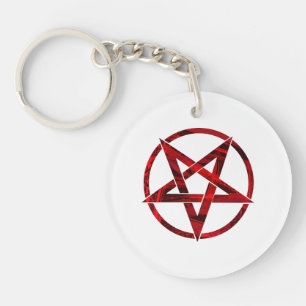 Rode Duivel Pentagram Sleutelhanger
