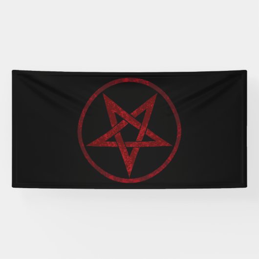 Rode Duivel Pentagram Spandoek (Horizontaal)