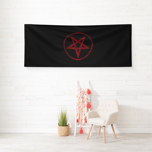Rode Duivel Pentagram Spandoek (Insitu)