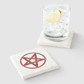 Rode Duivel Pentagram Stenen Onderzetter (Zijkant)