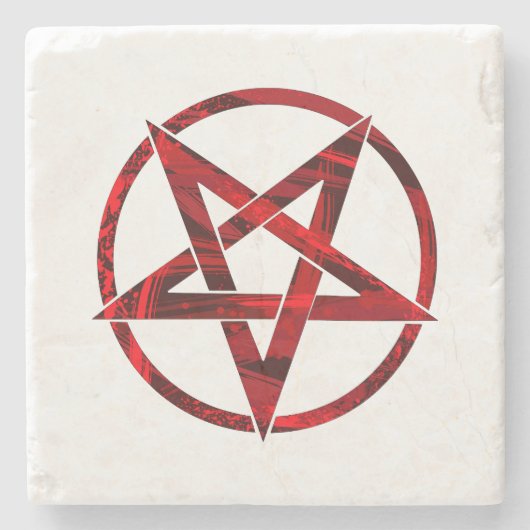 Rode Duivel Pentagram Stenen Onderzetter (Voorkant)