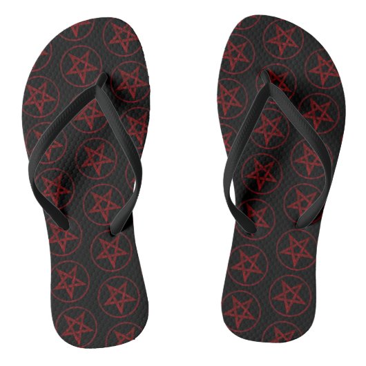 Rode Duivel Pentagram Teenslippers (Voetbed)