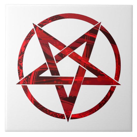Rode Duivel Pentagram Tegeltje (Voorkant)