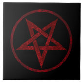 Rode Duivel Pentagram Tegeltje (Voorkant)
