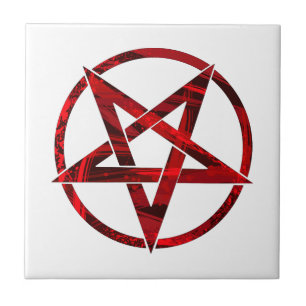 Rode Duivel Pentagram Tegeltje