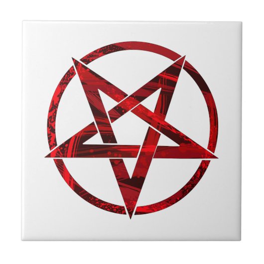 Rode Duivel Pentagram Tegeltje (Voorkant)