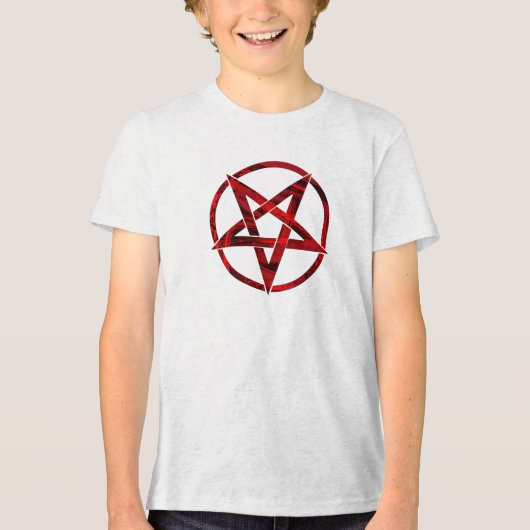Rode Duivel Pentagram Tri-Blend Shirt (Voorkant)