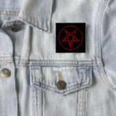 Rode Duivel Pentagram Vierkante Button 5,1 Cm (In situ)