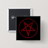 Rode Duivel Pentagram Vierkante Button 5,1 Cm (Voorkant /achterkant)