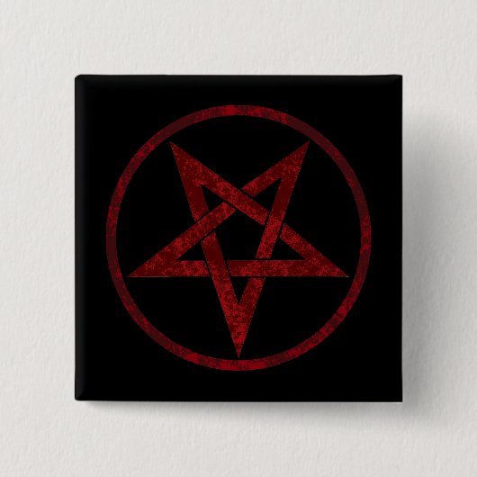 Rode Duivel Pentagram Vierkante Button 5,1 Cm (Voorkant)