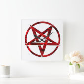Rode Duivel Pentagram Vierkante Klok (Huis)