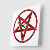 Rode Duivel Pentagram Vierkante Klok (Hoek)